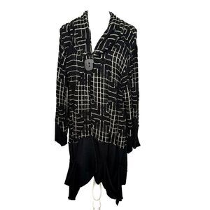Transparente Black Tan Crinkle Jacket Sweater Cardigan Stretch Boho Knit Germany